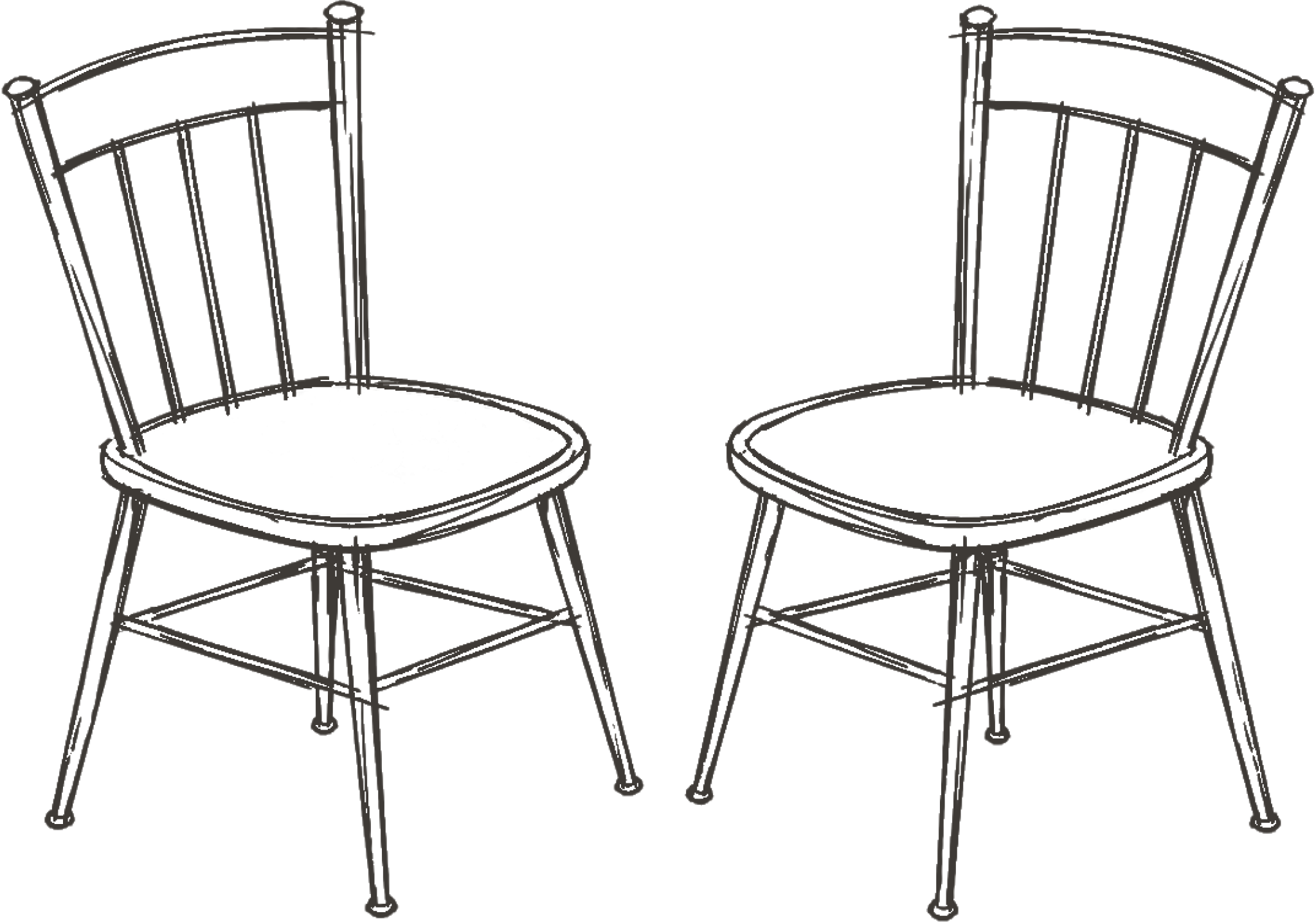 Two chairs facing each other — sketch illustration